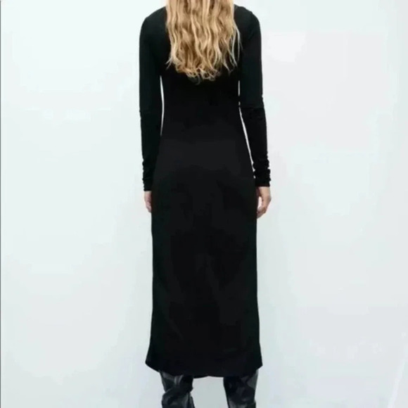 ZARA WOMAN NWT BLACK DRAPED SHEATH DRESS - Picture 3 of 12